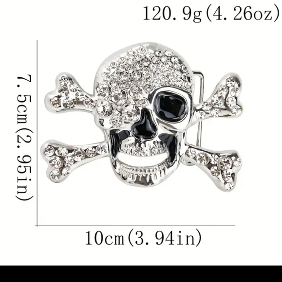 Bling rhinestone skull Belt buckle - Picture 3 of 3